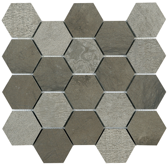 Mar.Mosiac Ld. Grey 2.76"Hex Multi Text