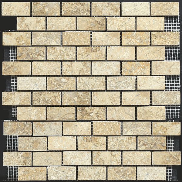 Limestone Sahara Gold Brick Mos Hn 1X2
