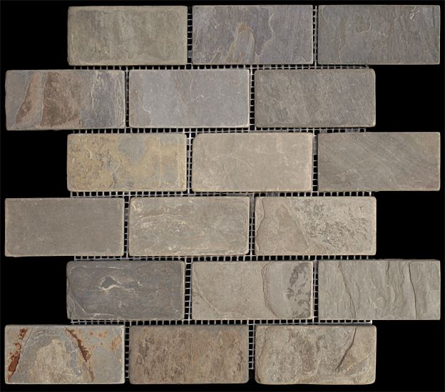 Slate California Gold Brick Mosaic 2X4